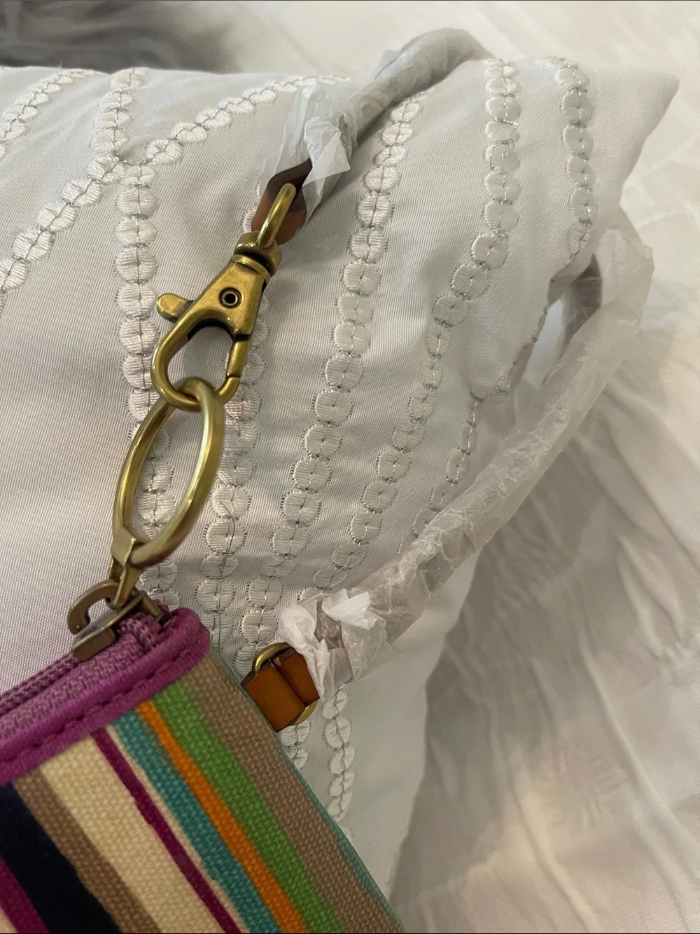 Fossil Multicolor Striped Wristlet with Purple Trim